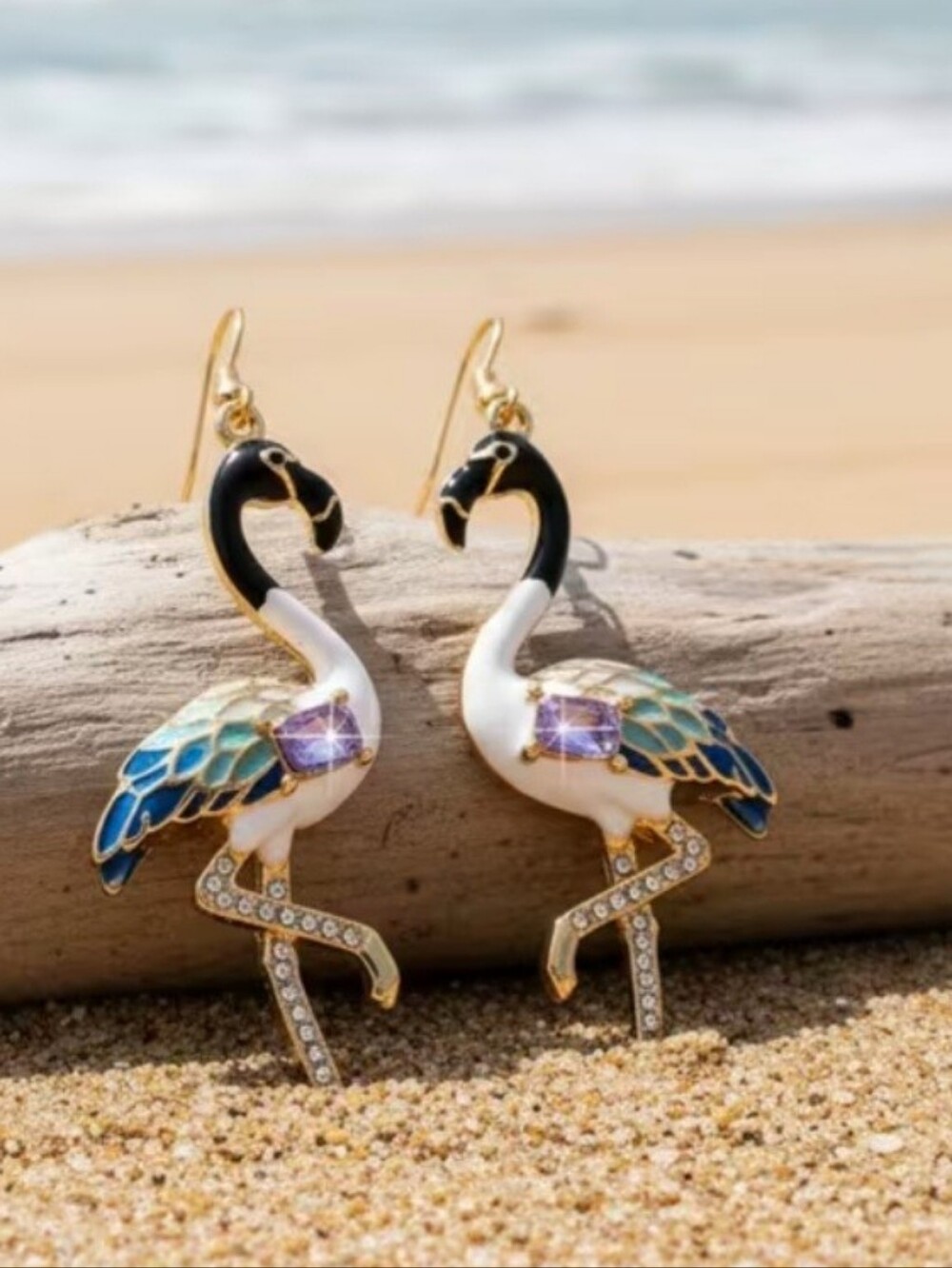 🌺 Flamingo Rhinestone Earings White Multicolor Flamingo Accessories Tropical